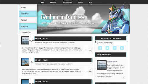 সুন্দর এবং একটু ভিন্ন স্বাদের ডিজাইনে তৈরি Robotic Notes ব্লগস্পট টেম্পলেট নিয়ে নিন এখনই