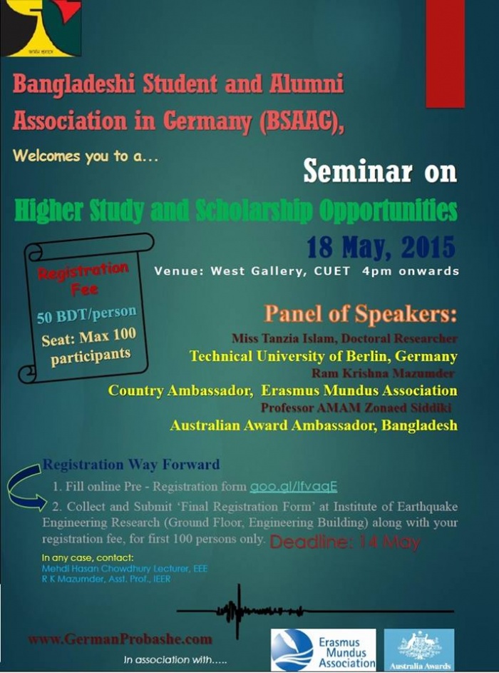 সেমিনার সিরিজ ২০১৫- Seminar on “Higher Study and Scholarship Opportunities” at CUET