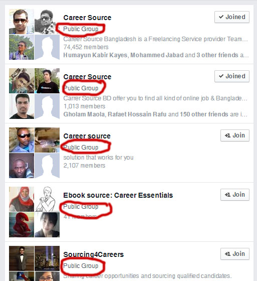 how to find facebook open group list
