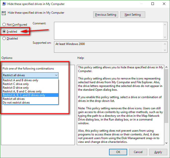 "How to restrict drive"