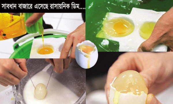 চীনের তৈরি কৃত্রিম ডিম ঢুকছে বাংলাদেশে যা মানব দেহের জন্য খুবই ক্ষতিকর।