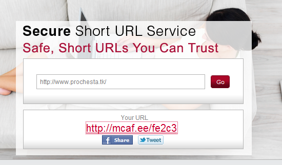 Mcafee দিচ্ছে ইউআরএল শর্টেনার সুবিধা ।