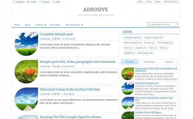 ব্লগস্পট টেমপ্লেট রাজ্য [পর্ব-৩]:: এডসোসিভ(সুন্দর, লাইট আর ফাস্ট ভালো লাগা একটা টেমপ্লেট)