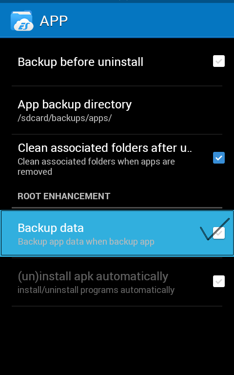 BackupData সিলেক্ট করুন