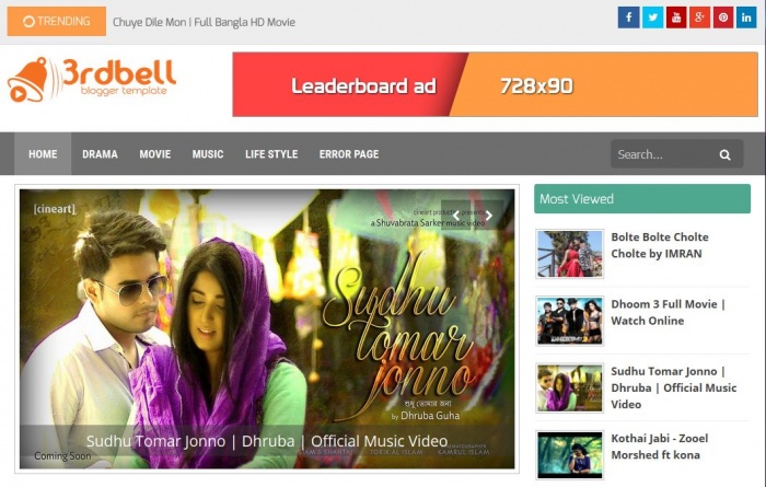 ডাউনলোড করে নিন 3rdBell Responsive Video Blogger Template. আর তৈরি করে নিন প্রোফেশনালদের মতো ভিডিও ডাউনলোড সাইট