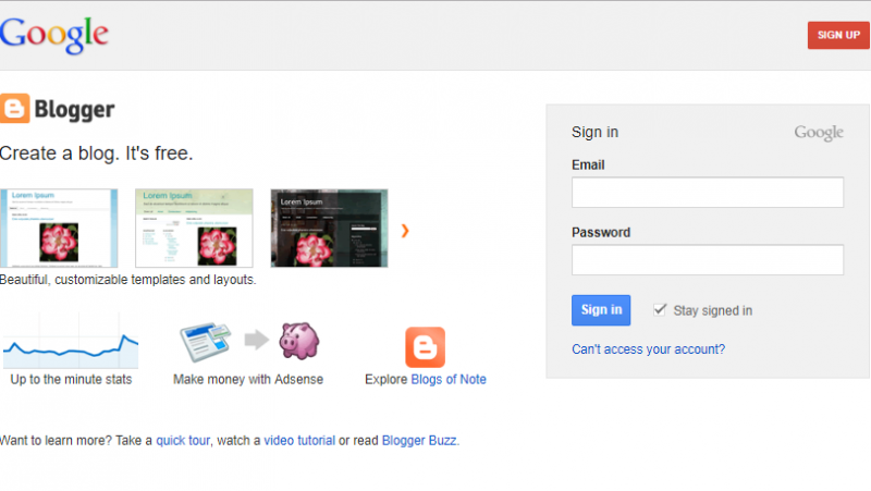 blogger homepage 2013