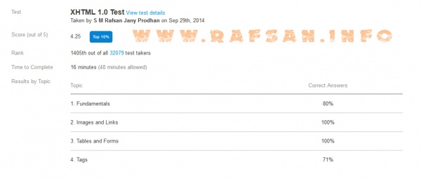 ওডেস্ক এক্সএইচটিএমএল টেস্ট এর উত্তর, সেপেম্বের ২০১৪