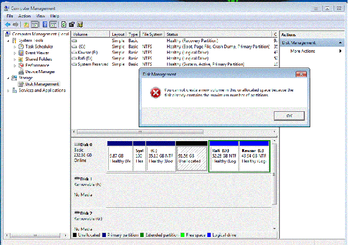 টেকি ভাইদের দৃষ্টি আকর্ষন করছি!! Windows7 এ Partition ২ টার বেশি কিভাবে করা যায়?