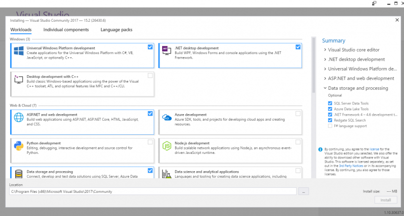 Install visual studio 