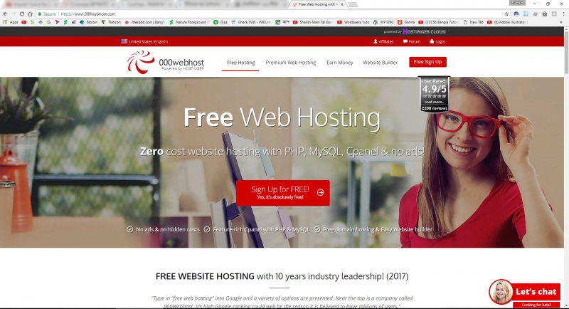 হোস্টিং- জিরোজিরোজিরো ওয়েবহোস্ট (000webhost.com)