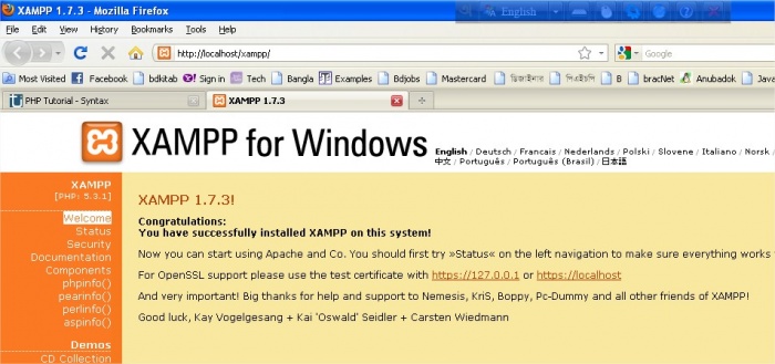 XAMPP 1.7.3 - Mozilla Firefox