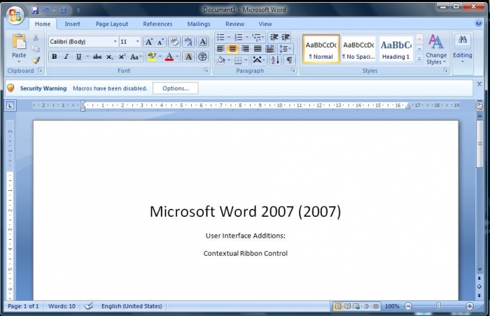 Microsoft Word 2007 এর window পরিচিতি