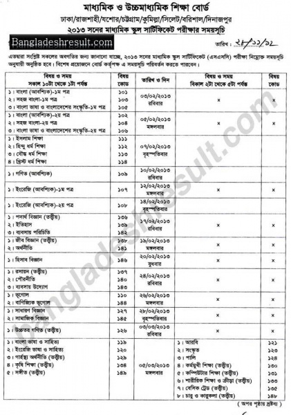 SSC 2013 Exam Routine. এসএসসি পরীক্ষা ২০১৩ সময়সূচি