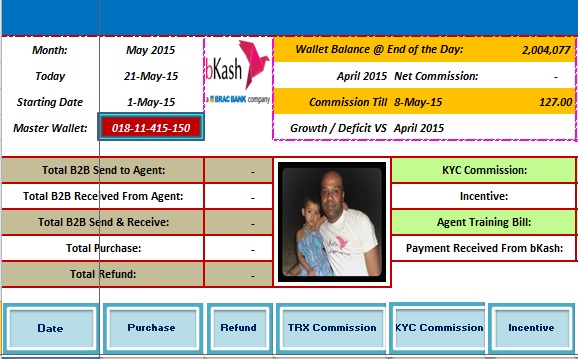 এবার bKash Distributor ভাই দের bKash Distribution ব্যাবসার যাবতীয় হিসাব নিকাশের জন্য আনলাম আমার প্রস্তুতকৃত Excel File, দেখুন তো পছন্দ হয় কি না।