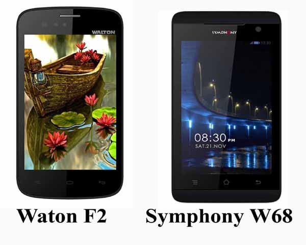 স্মার্ট ফোন Walton Primo f2 Vs Symphony W68 Compare and Specification