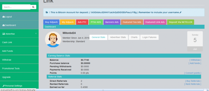 ট্রাফিকমুনসুন এর মত সাইট revenuesharefive থেকে ইনকাম করুন ১০০% রেফারেল কমিশন।পেমেন্টস প্রুপ সহ।