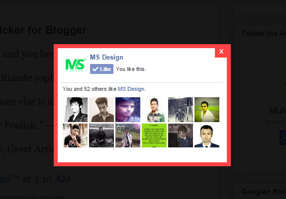 CSS Pop up Facebook Like Box ব্লগস্পট সাইটের জন্য। (ব্লগস্পট মাষ্টাররা মিস করবেন না)
