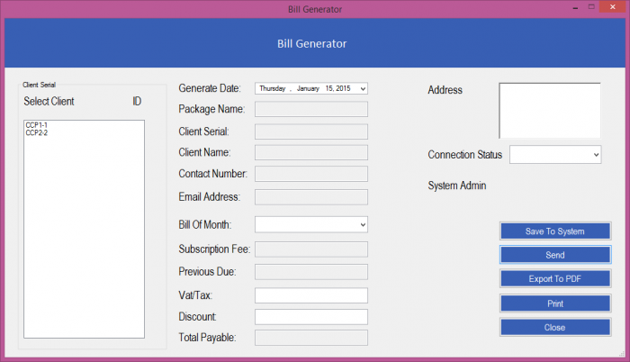 আপনি কি একজন Broad Band Internet ব্যবসায়ী, তাহলে Smart Desk Automation Software এর মাধ্যমে Qubee/Banglalion Company এর মত Bil চলে যাবে Subscriber এর Email এ, সেই সাথে All In One Accounting