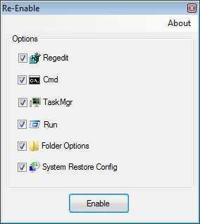 ভাইরাস / ম্যালওয়্যার / ট্রোজেন দ্বারা আক্রান্ত কম্পিউটারকে নিয়ন্ত্রন করুন “Re-Enable” সফটওয়্যার দ্বারা