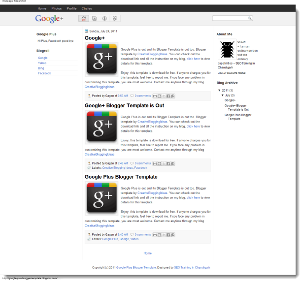 গুগল প্লাস এর ব্লগার টেম্পলেট, ডাউনলোদ করুন এখনি।