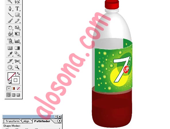 ইলাস্ট্রেটরে সেভেন আপের থ্রী-ডি বোতল ডিজাইন