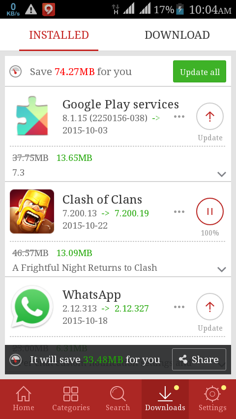 এখন থেকে আপনার Android মোবাইলে ১/৪ বা চার ভাগের এক ভাগ ডাটা খরচ করে যে কোন আপডেটিং অ্যাপ আপডেটেড করুন অ্যাপ স্টোর থেকে ডাটা সাশ্রয় করে। সকল Android ব্যবহার কারির জন্য গুরুত্ব পূর্ণ একটা টিউন।মিস করবেন না।