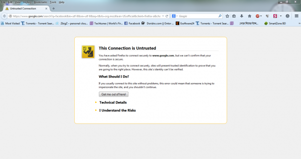 মজিলা ফায়ারফক্স এ https সাইট গুলোতে ‘This Connection is Untrusted’ মেসেজ সমস্যা, সমাধান চাই।