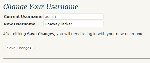 change default username