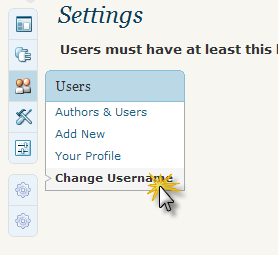 change default username
