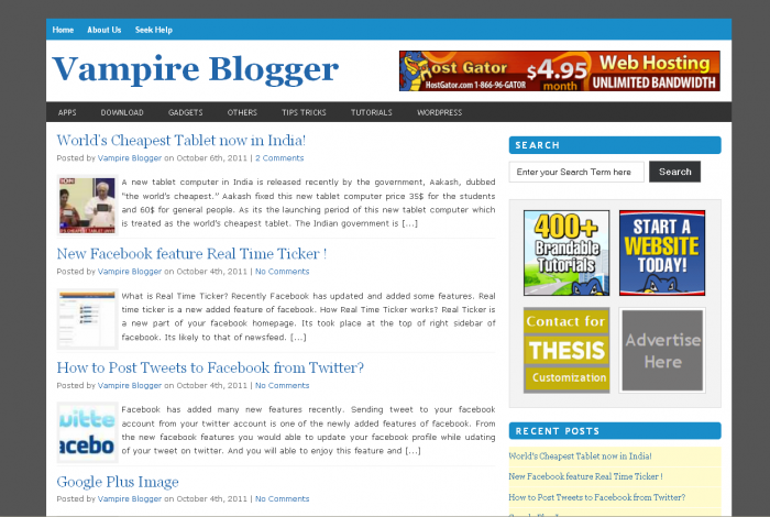 আমার বানানো নতুন ওয়ার্ডপ্রেস প্রেস থিম “ভাম্পায়ার ব্লগার” দেখে জানান কেমন হয়েছে