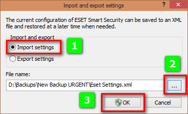 Click import then browse the file you want to import and then click OK