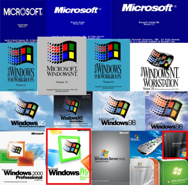 উইনডোজের ইতিহাস  ভার্সন  ২.০ খেকে উইনডোজ ৮ (ছবি)
