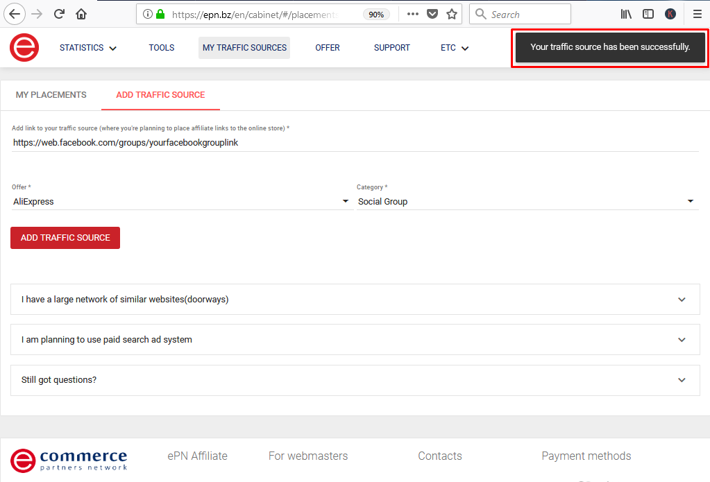 alexpress affiliate traffic