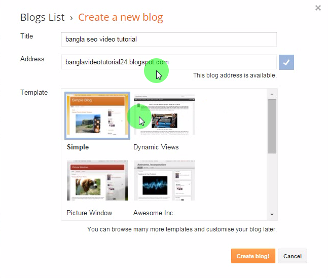 Google blogger দিয়ে নিজের একটি সার্চইঞ্জিন ফ্রেন্ডলি blog তৈরি করুন পর্ব-1 (ভিডিও টিউটোরিয়াল)