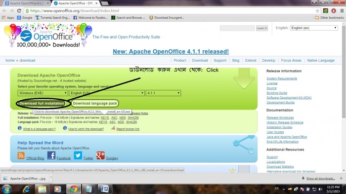 Apache OpenOffice 4.1.1 ডাউনলোড করে নিন আপনার Windows, Linux,Mac OS X পিসি বা Laptop এর জন্য_(মাইক্রোসফ্ট অফিস এর বিকল্প_ এটি Free সফটওয়ার)