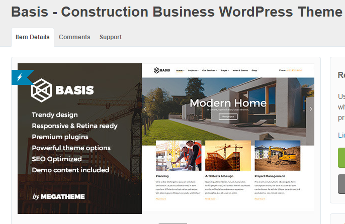 $৫৯ এর মূলের বাসিস- নির্মাণ ব্যবসা ওয়ার্ডপ্রেস থিম