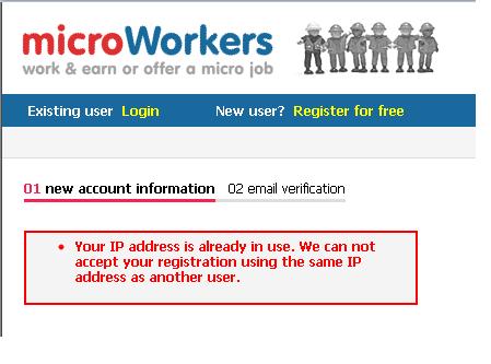 Microworkers এ নিজের কম্পিউটার থেকে Account create পারছিনা—-