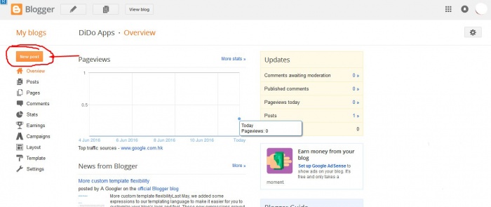 make a post at blogger
