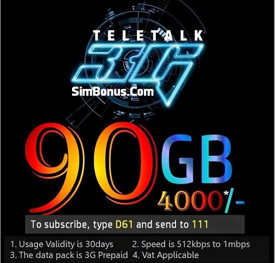 টেলিটকের আজব কাণ্ড! ৯০জিবি ৩জি ইন্টারনেট মাত্র ৪,০০০টাকায়!