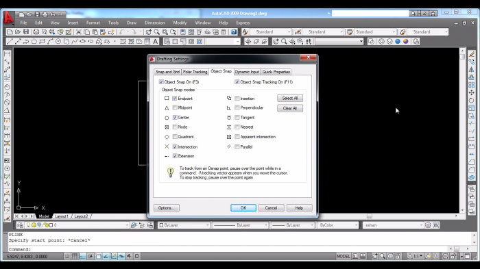 অটোক্যাড টিউটোরিয়াল ধারাবাহিক সিরিজ অংশ:-4 অবজেক্টে স্ন্যাপ সেটিংস