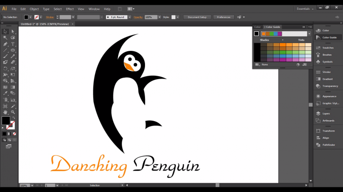 কিভাবে Danching পেংগুইন লোগো ডিজাইন তৈরি করতে হয় অ্যাডোবি ইলাস্ট্রেটর