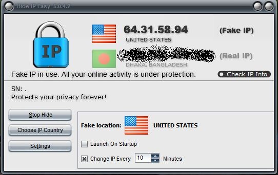 আপনার আই-পি হাইড করুন ইজি আই পি হাইড(এক্টিভেটেড) সফটওয়্যার দিয়ে