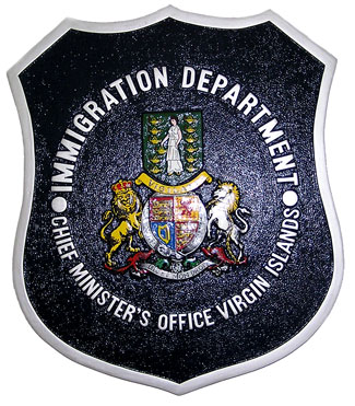 British Virgin Islands Immigration Department Plaque