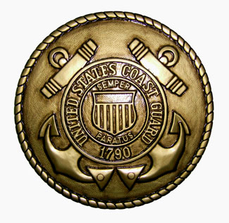Coast Guard Seal Coin Plaque - Gold-Brass Finish