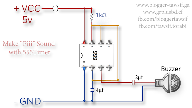 555 Timer IC: প্রোজেক্ট:: ১ :: “পিই” শব্দের অ্যালার্ম বানিয়ে ফেলি