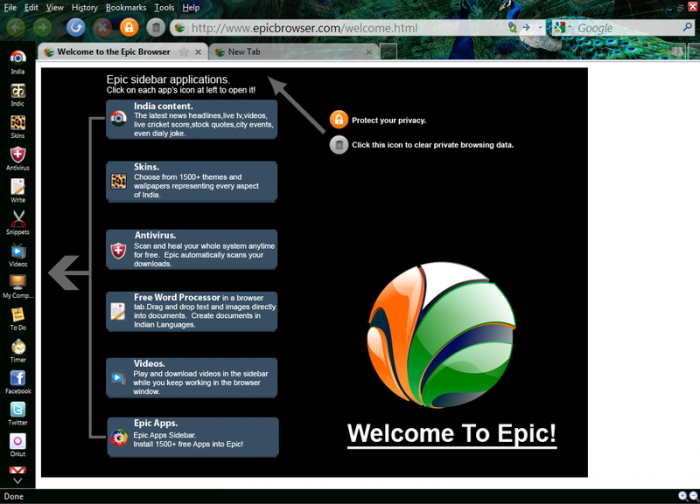 সুন্দর একটি ব্রাউজার Epic 1.8 ( Mozilla, Opera, Chrome এর customized version )